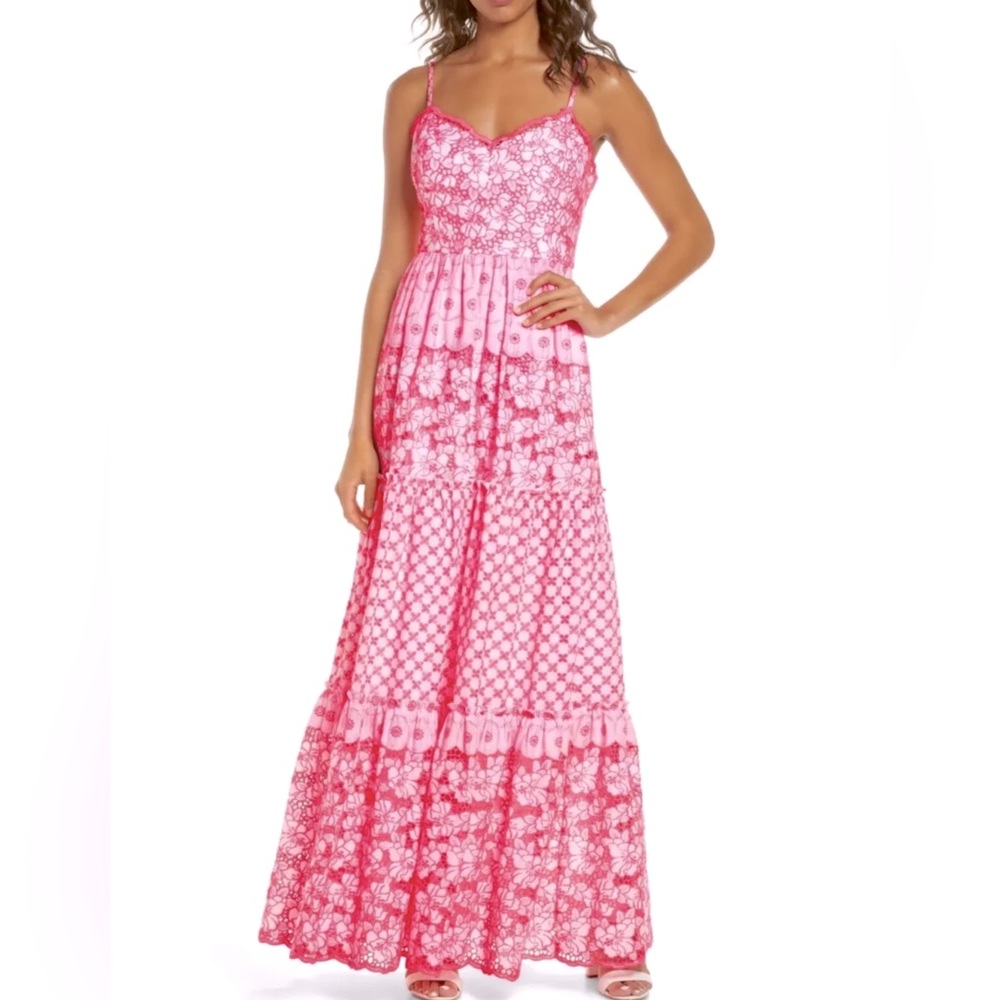 Lilly Pulitzer NWT Kyla Maxi Dress Lilly’s Coral Garden Eyelet Size 12,14 - Picture 2 of 16